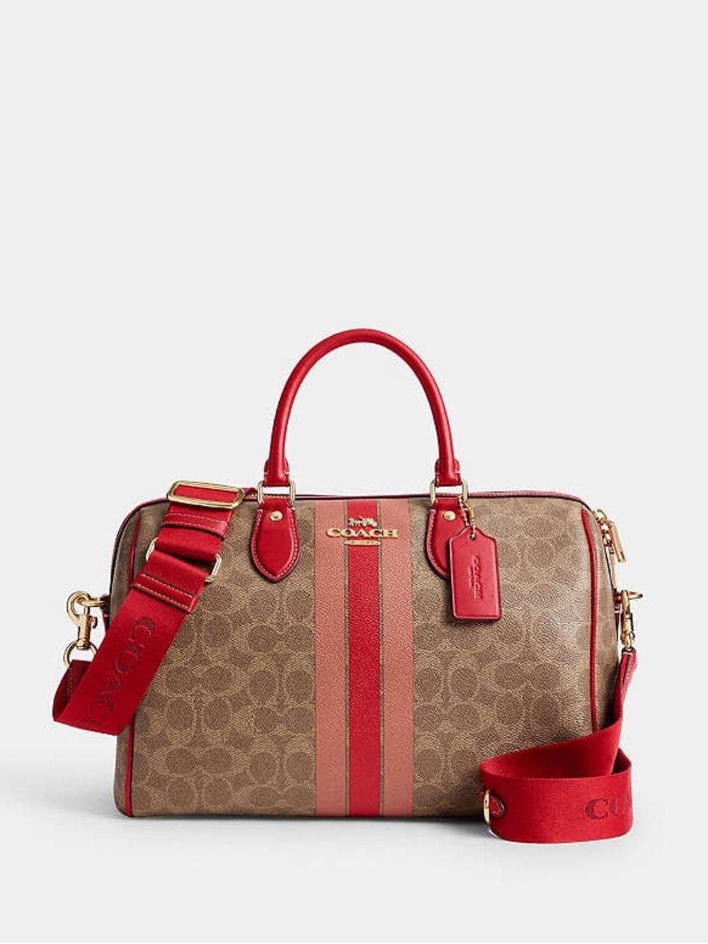 Rowan Large Satchel Bag In Signature Canvas With Stripe & Wallet Set